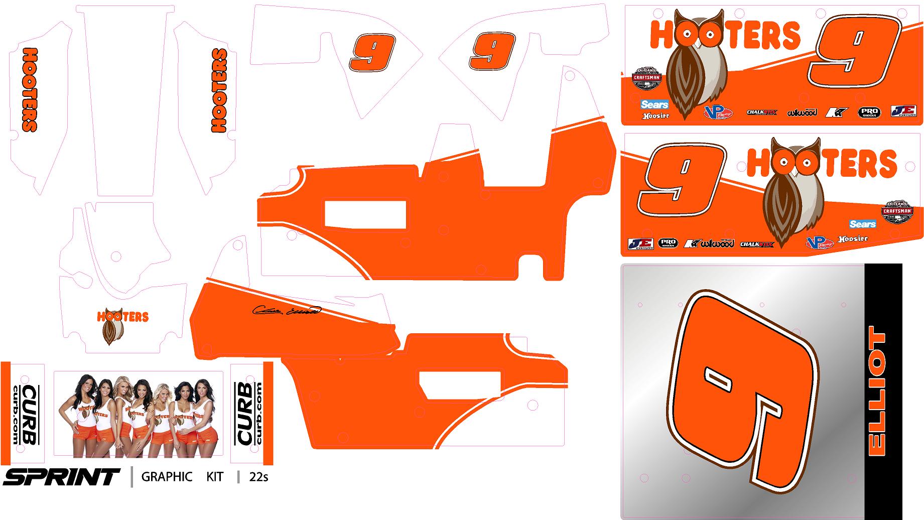 Hooters 9 losi sprint car wrap